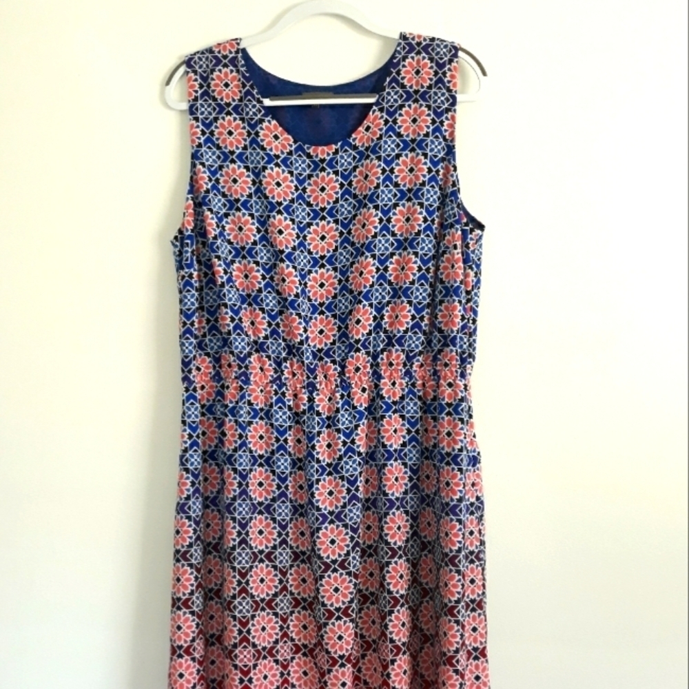 Vince Camuto Maxi Dress Sleeveles Elasticized Waist lined Floral Multico… - Picture 2 of 13